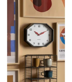 Discount Wandklok Modern Factory Octagon - Zwart - 32x32x26cm Klokken
