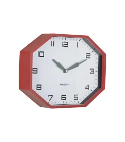 Clearance Wandklok Modern Factory Octagon - Rood - 32x32x26cm Klokken