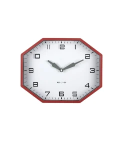 Clearance Wandklok Modern Factory Octagon - Rood - 32x32x26cm Klokken