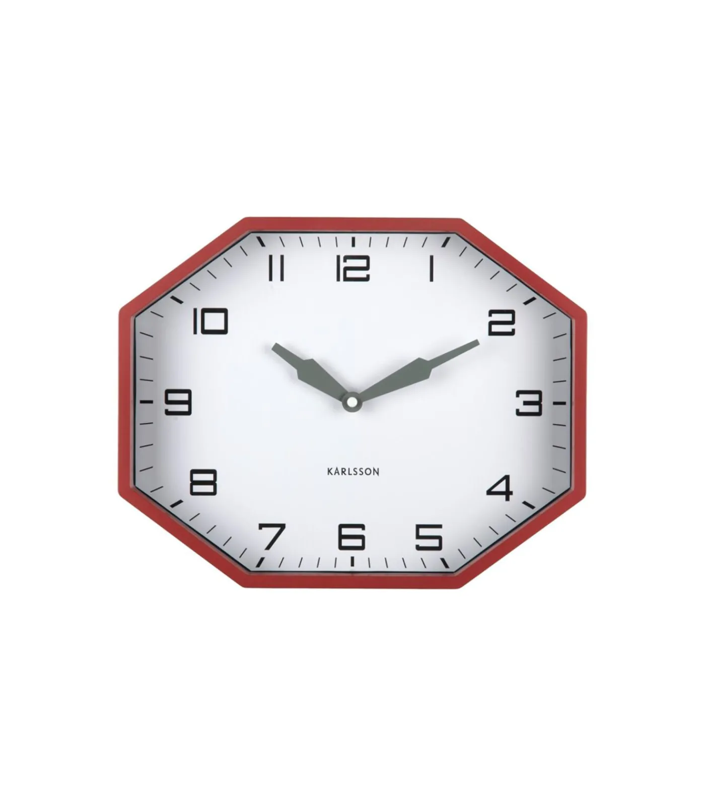 Clearance Wandklok Modern Factory Octagon - Rood - 32x32x26cm Klokken