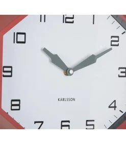 Clearance Wandklok Modern Factory Octagon - Rood - 32x32x26cm Klokken