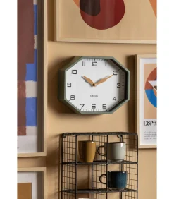 Clearance Wandklok Modern Factory Octagon - Groen - 32x32x26cm Klokken