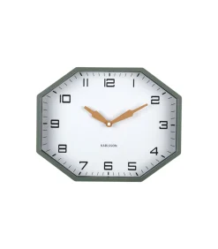 Clearance Wandklok Modern Factory Octagon - Groen - 32x32x26cm Klokken