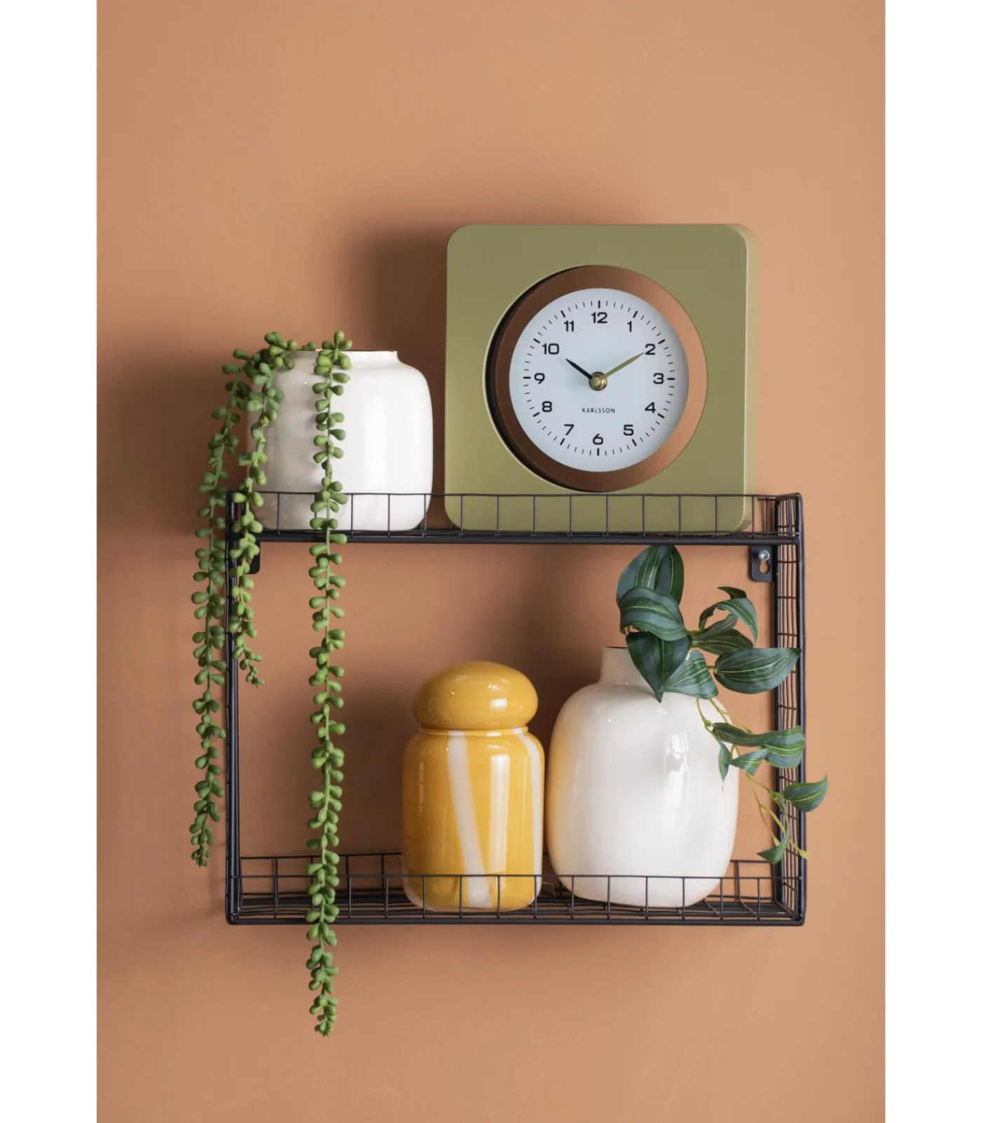 Outlet Wandklok New Vintage - Legergroen - 4.4x22x22cm Klokken