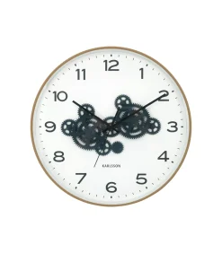 Sale Wandklok Open Gear - Geel - 40.8x40.8x40.8cm Klokken