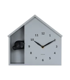 Wandklok Peeking Doggy - Grijs - 24.9x24.9x27cm Klokken