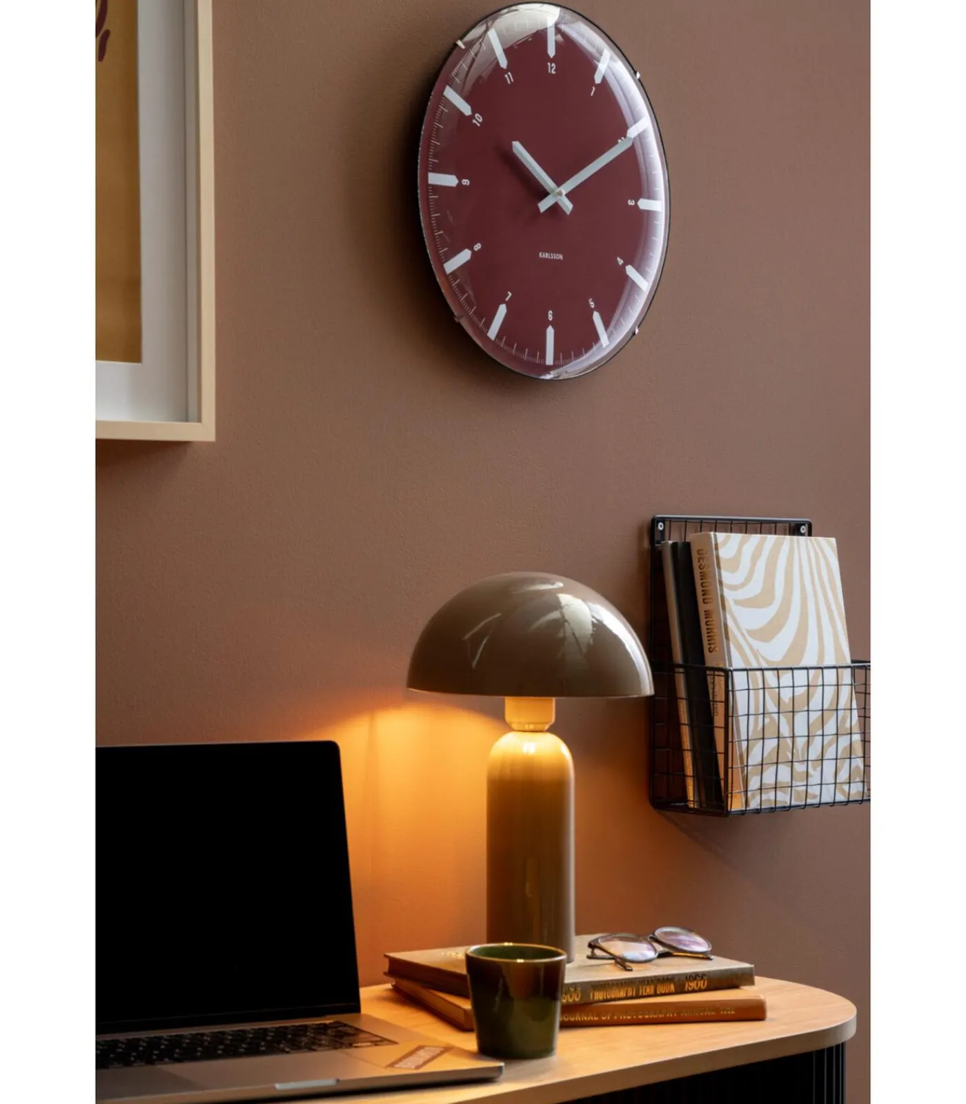 Discount Wandklok Realista Dome - Rood - 35x35x35cm Klokken