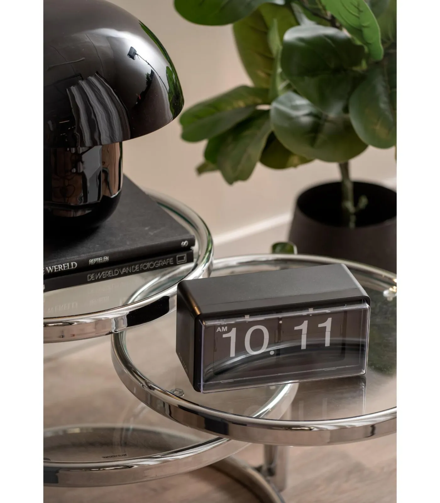 Wandklok Retro Boxed Flip - Mat zwart - 20x10x10cm Klokken