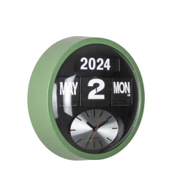 Wandklok Round Flip - Jungle groen - 11x32.6x32.6cm Klokken