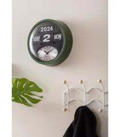 Wandklok Round Flip - Jungle groen - 11x32.6x32.6cm Klokken