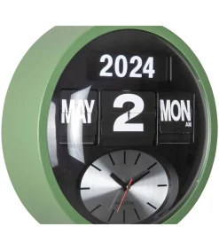 Wandklok Round Flip - Jungle groen - 11x32.6x32.6cm Klokken