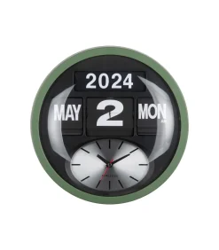 Wandklok Round Flip - Jungle groen - 11x32.6x32.6cm Klokken