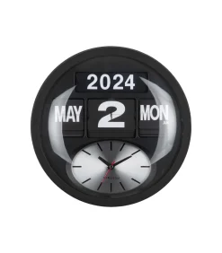Discount Wandklok Round Flip - Mat zwart - 11x32.6x32.6cm Klokken
