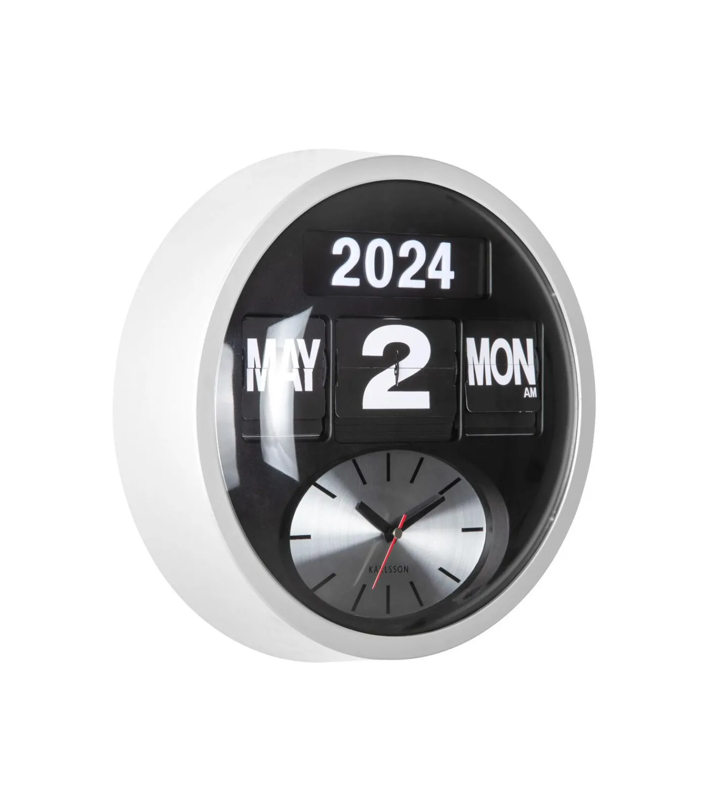 Clearance Wandklok Round Flip - Wit - 11x32.6x32.6cm Klokken