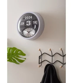 Clearance Wandklok Round Flip - Wit - 11x32.6x32.6cm Klokken