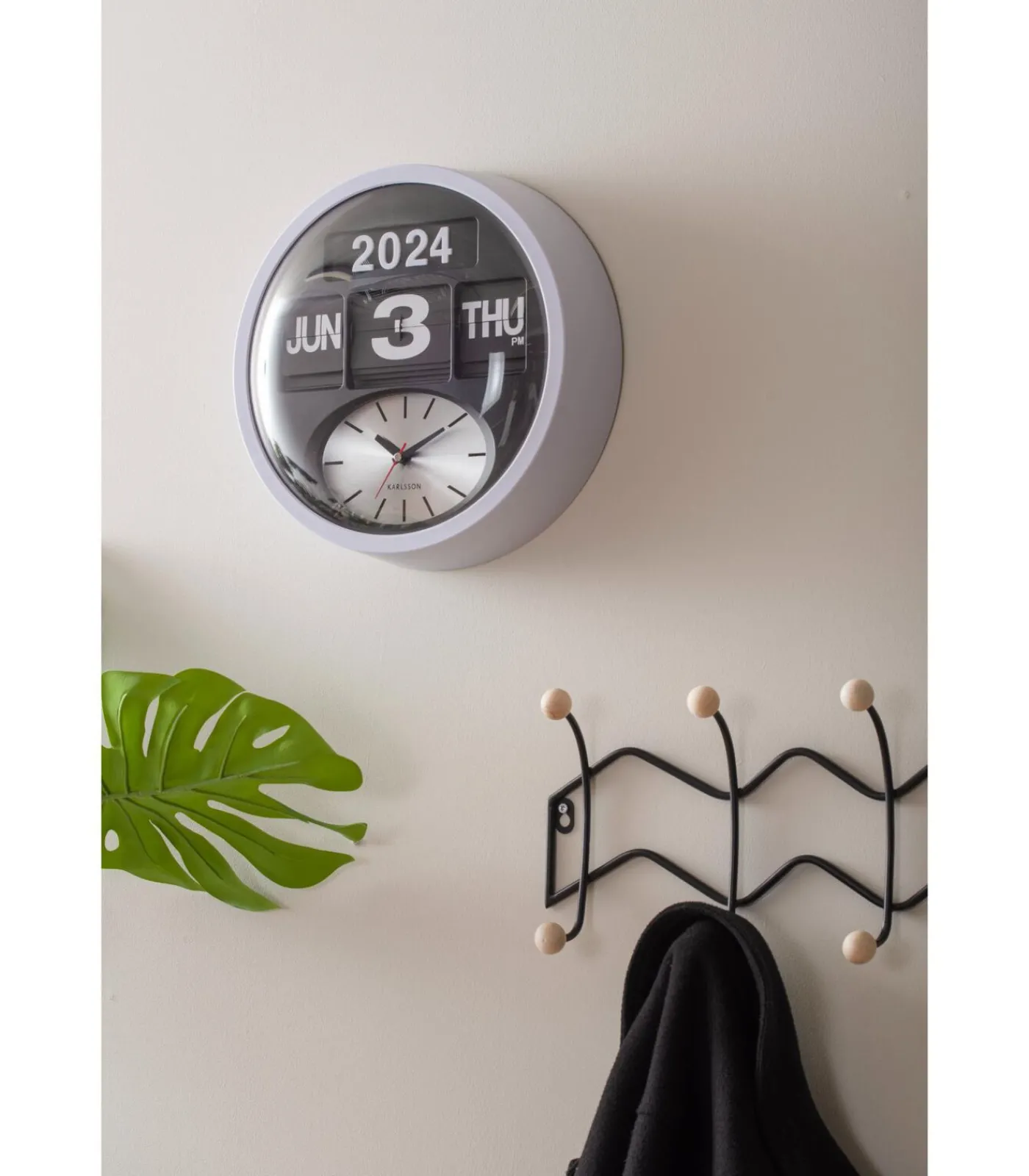 Clearance Wandklok Round Flip - Wit - 11x32.6x32.6cm Klokken