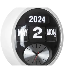 Clearance Wandklok Round Flip - Wit - 11x32.6x32.6cm Klokken