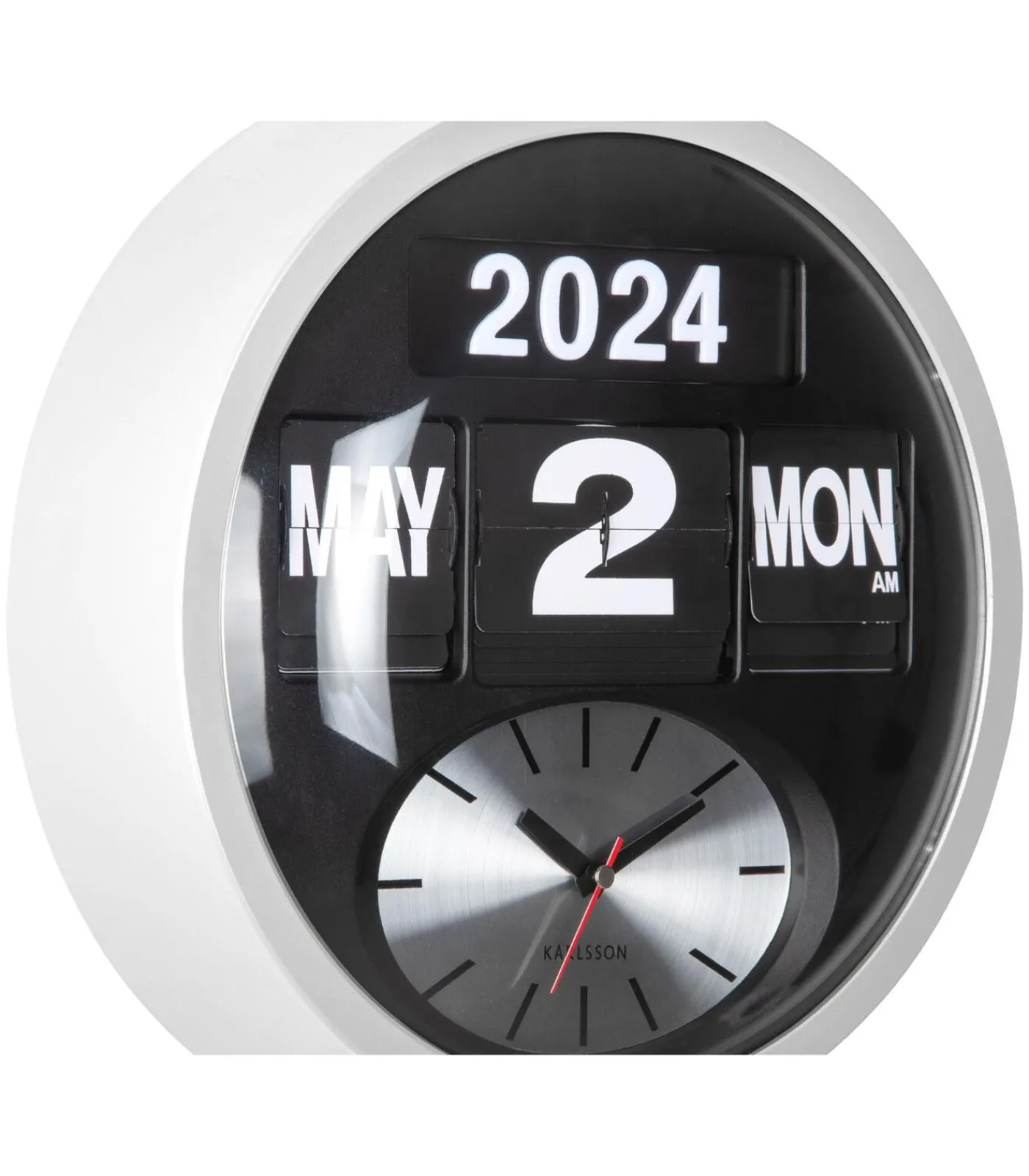 Clearance Wandklok Round Flip - Wit - 11x32.6x32.6cm Klokken