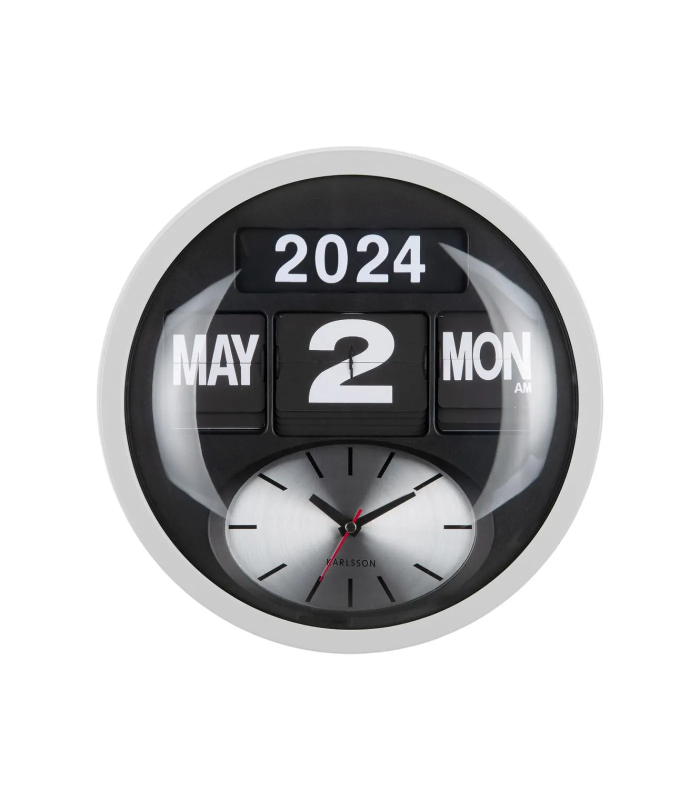 Clearance Wandklok Round Flip - Wit - 11x32.6x32.6cm Klokken