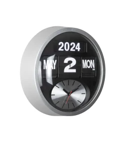 Discount Wandklok Round Flip - Zilver - 11x32.6x32.6cm Klokken