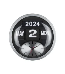 Discount Wandklok Round Flip - Zilver - 11x32.6x32.6cm Klokken