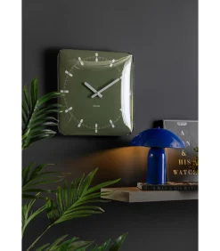 Sale Wandklok Sucinto Dome Square - Groen - 35x35x35cm Klokken