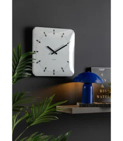 Clearance Wandklok Sucinto Dome Square - Wit - 35x35x35cm Klokken