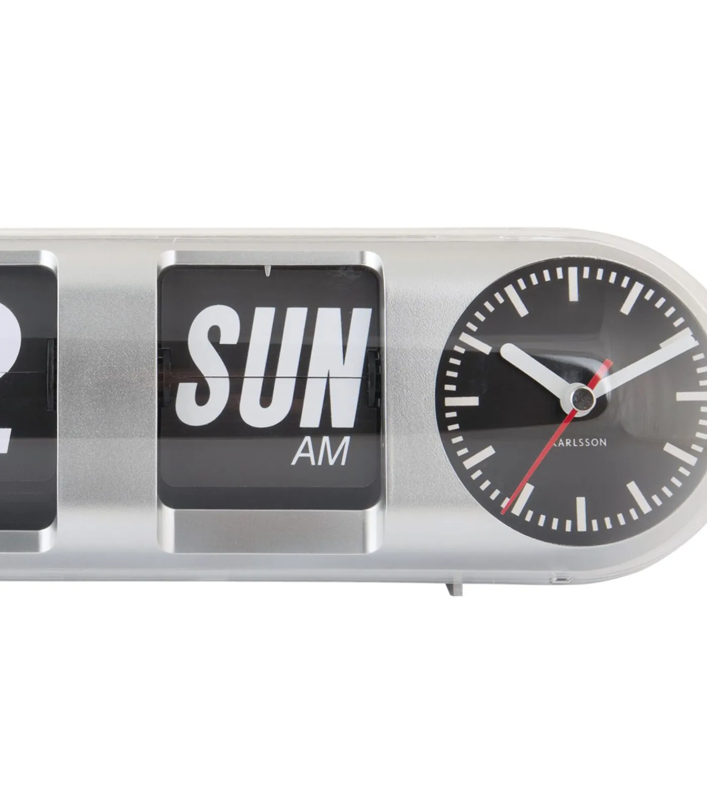 Clearance Wandklok Tube Flip - Zilver - 38x10x13.5cm Klokken