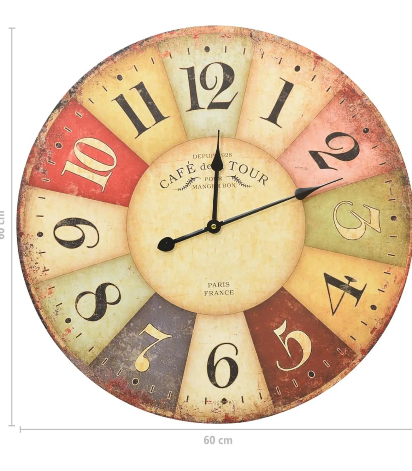 Discount Wandklok vintage stijl 60 cm meerkleurig Klokken