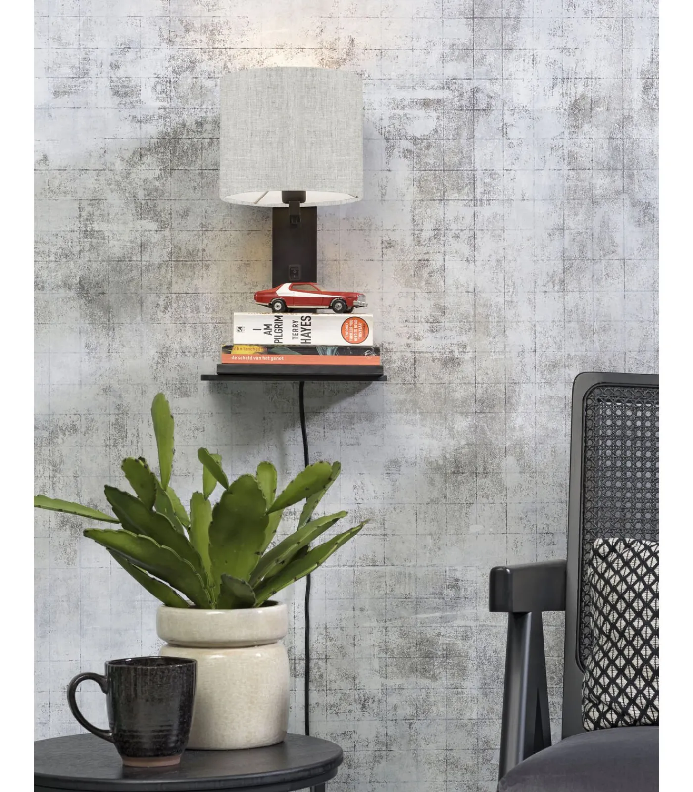 Clearance Wandlamp Andes - Bamboe Zwart/Naturel - 19x24x36cm Muurverlichting