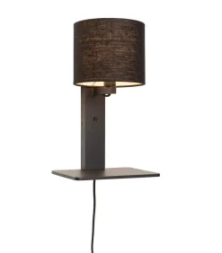 Outlet Wandlamp Andes - Bamboe Zwart/Zwart - 19x24x36cm Muurverlichting