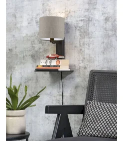 Sale Wandlamp Andes - Bamboe Zwart/Taupe - 19x24x36cm Muurverlichting