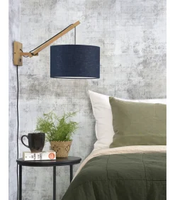 Online Wandlamp Andes - Bamboe/Blauw - 50x32x45cm Muurverlichting