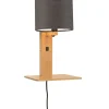 Outlet Wandlamp Andes - Bamboe/Donkergrijs - 19x24x36cm Muurverlichting