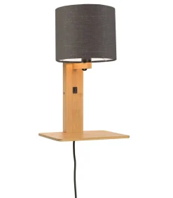 Outlet Wandlamp Andes - Bamboe/Donkergrijs - 19x24x36cm Muurverlichting