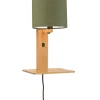 Discount Wandlamp Andes - Bamboe/Groen - 19x24x36cm Muurverlichting