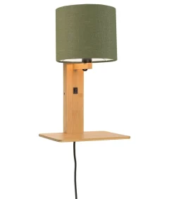 Discount Wandlamp Andes - Bamboe/Groen - 19x24x36cm Muurverlichting