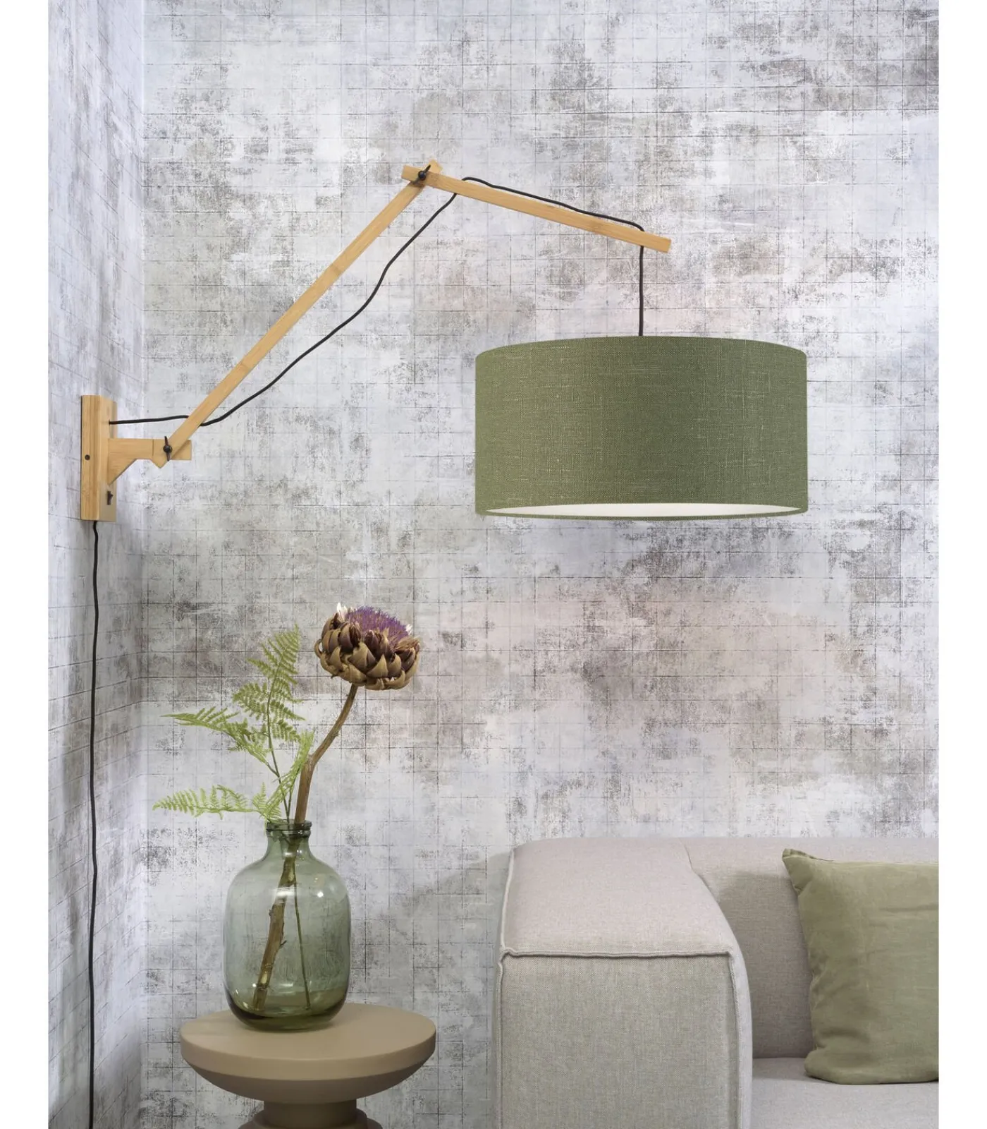 Best Wandlamp Andes - Bamboe/Groen - 95x47x55cm Muurverlichting