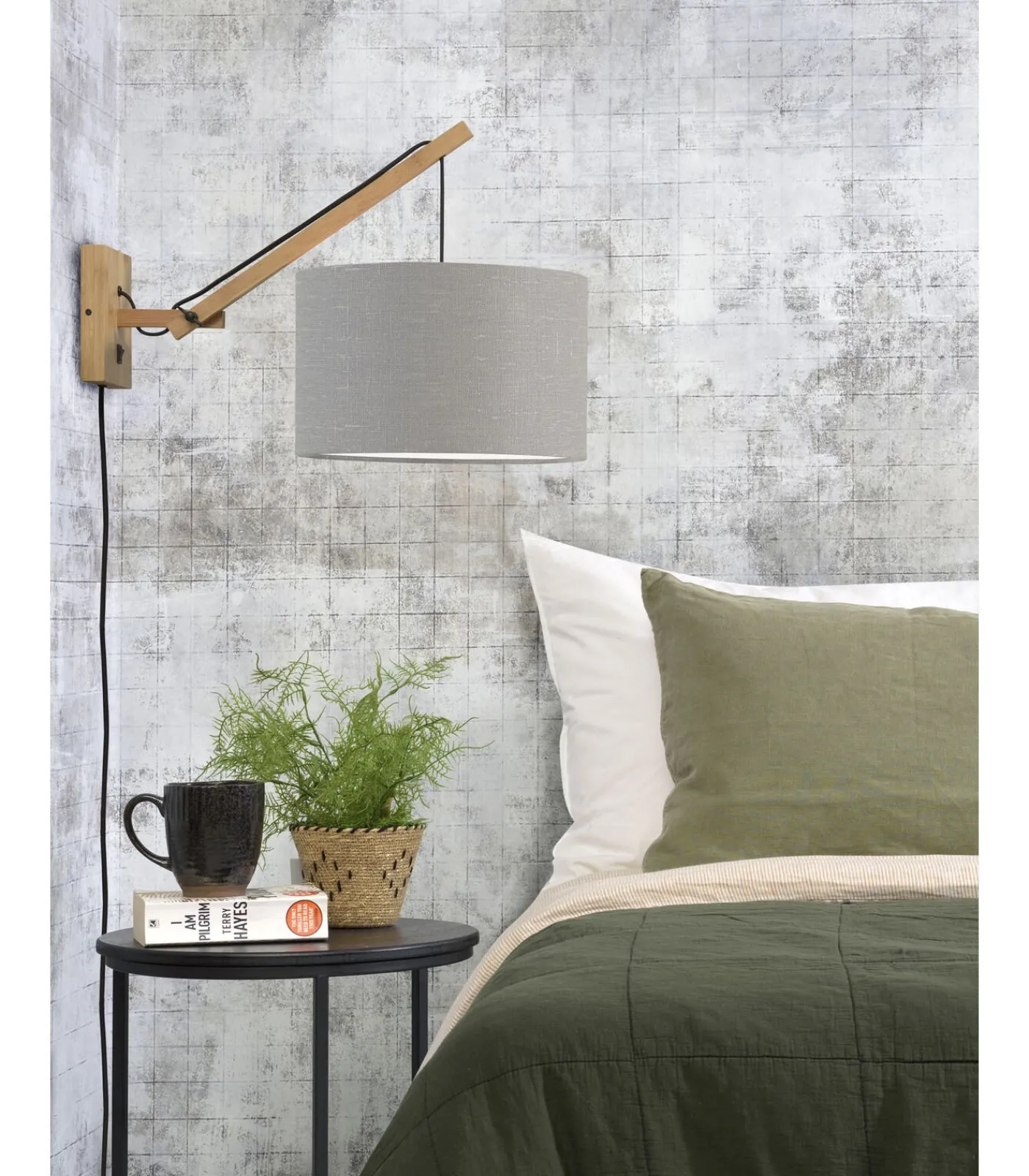 Best Wandlamp Andes - Bamboe/Lichtgrijs - 50x32x45cm Muurverlichting