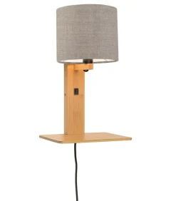 Outlet Wandlamp Andes - Bamboe/Taupe - 19x24x36cm Muurverlichting