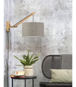Discount Wandlamp Andes - Bamboe/Taupe - 50x32x45cm Muurverlichting