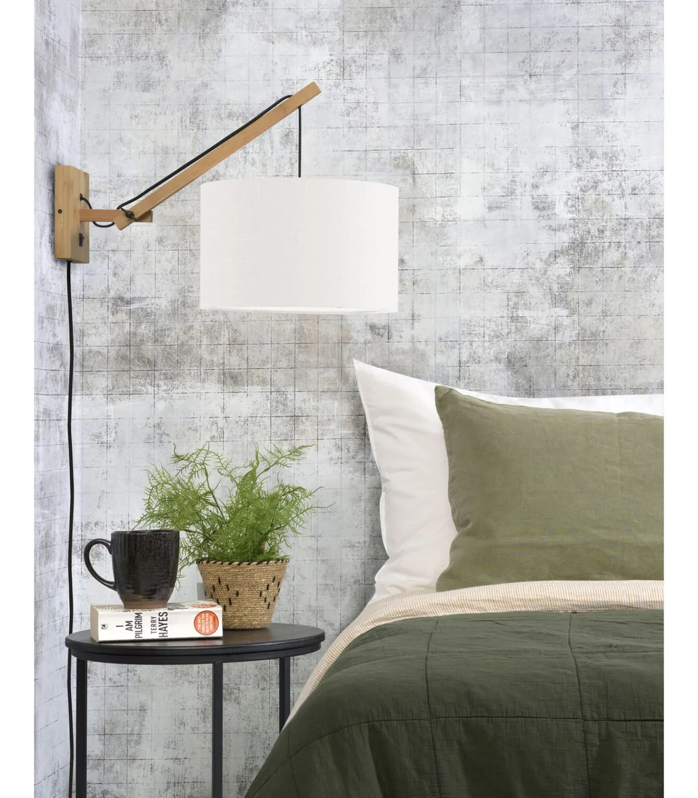 Wandlamp Andes - Bamboe/Wit - 50x32x45cm Muurverlichting