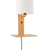 Discount Wandlamp Andes - Bamboe/Wit - 19x24x36cm Muurverlichting