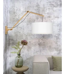 Discount Wandlamp Andes - Bamboe/Wit - 95x47x55cm Muurverlichting