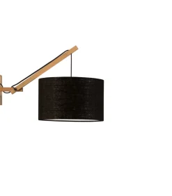 Online Wandlamp Andes - Bamboe/Zwart - 50x32x45cm Muurverlichting