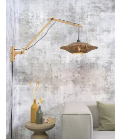 Outlet Wandlamp Bali - Bamboe/Zwart - 105x60x55cm Muurverlichting