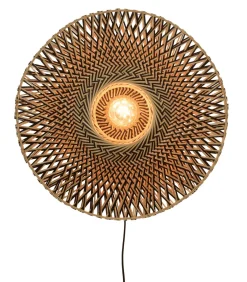 Hot Wandlamp Bali - Bamboe/Zwart - Ø60cm Muurverlichting