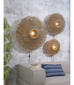Hot Wandlamp Bali - Bamboe/Zwart - Ø60cm Muurverlichting