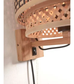 Clearance Wandlamp Bhutan - Bamboe - Ø25cm Muurverlichting