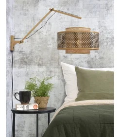 Online Wandlamp Bhutan - Bamboe/Zwart - 95x50x55cm Muurverlichting